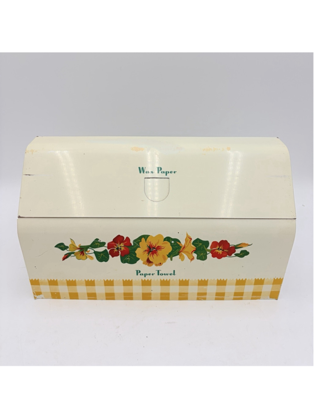 Vintage Metal Wax Paper Paper Towel Dispenser Floral Wall Mount Kitchen Holder